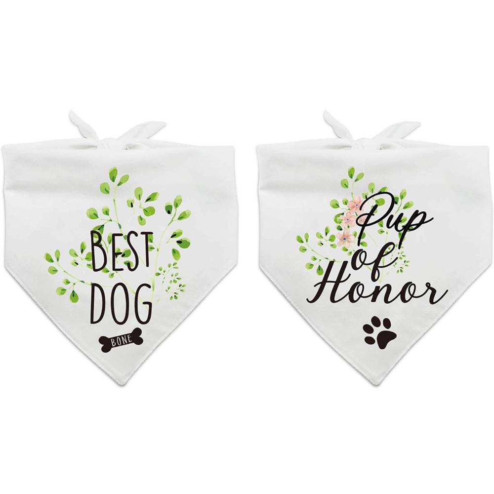 2 Pieces Pup of Honor, Best Dog Wedding Dog Bandana, Bridal Party Dog Bandana
